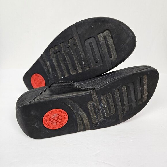 FitFlop LULU Crystal Toe-Post Platform Thong Comfort Sandal All Black 8 EJ8-090 - Picture 13 of 14